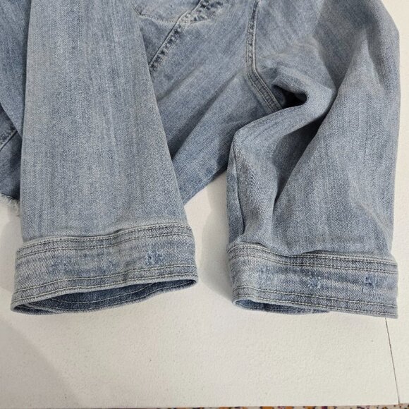 Torrid Crop Denim Jacket Light Wash Sz 3X Stretch 3/4 Sleeve Button Up Collared - Picture 5 of 12